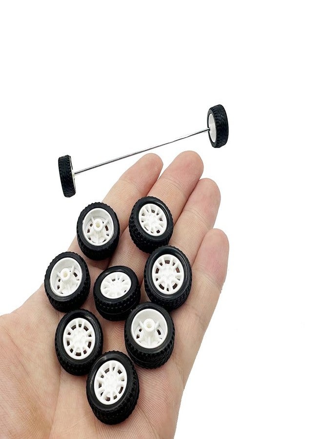 URIMPAVIDO 10 قطع عجلات سيارات ألعاب صغيرة بإطارات مطاطية 20 مم مع 5 قطع محاور دائرية لسيارات التحكم عن بعد النموذجية التي تصنعها بنفسك (2 × 20 مم) - Image 4